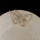 Butterfly Faux Pearl Hair Clip Gold - One Size