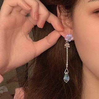 Drop Shape Earring 1 Pair - 925 Silver - Transparent - One Size