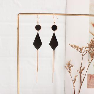 Stainless Steel Disc & Rhombus Fringed Earring