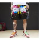 Quick Dry Knee-length Paint Splatter Shorts