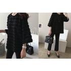 3/4-sleeve Fringed-trim Top
