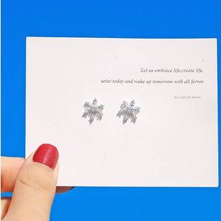 Rhinestone Snowflake Stud Earring Silver - One Size