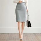 Tall Size High-waist Pencil Skirt With Belt