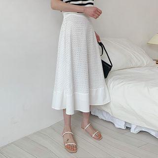 Band-waist Eyelet-lace Skirt