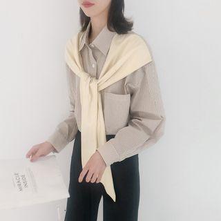 Fake Two Piece Long-sleeved Striped Shirt