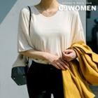 Plus Size Drop-shoulder Slit-side T-shirt