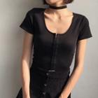 Front-zip Short-sleeve T-shirt