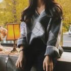 V-neck Argyle Sweater