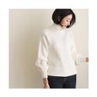 Turtle-neck Textured-trim Knit Top