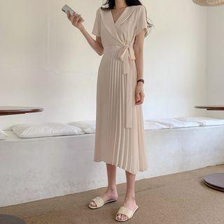 Short-sleeve Wrap Midi Mermaid Dress