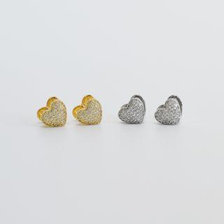 Pav  Heart Clip Earrings
