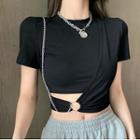 Short-sleeve Hoop Chained Cropped T-shirt