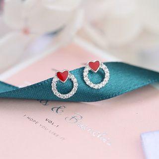 Rhinestone Heart Mini Hoop Earring