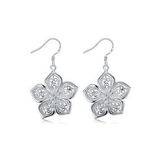 Fashion Elegant Flower Pierced Earrings Silver - One Size