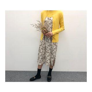 Crew-neck Ribbed Cardigan