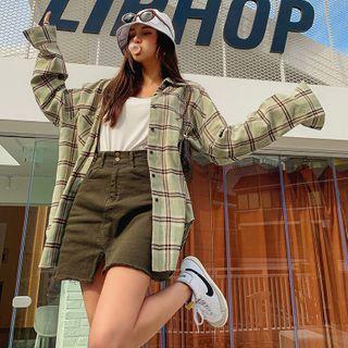 Inset Shorts Fray-hem Mini A-line Skirt