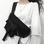 Lettering Chain Detail Belt Bag Black - One Size