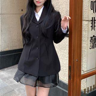 Plain Blazer / Shirt / Mesh Skirt