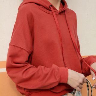 Set: Hooded Oversize Plain Sweatshirt + High-waist Wide-leg Jeans