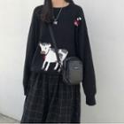 Cow Print Sweater / Plaid Midi A-line Skirt