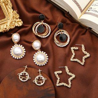 Set Of 4: Drop Earring (various Designs) Set Of 4 Pairs - Gold - One Size