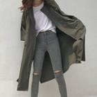 3/4-sleeve Double Breasted Trench Coat