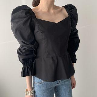 Puff-zipped Blouse