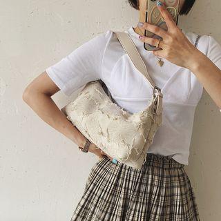 Fringed Canvas Shoulder Bag White - One Size
