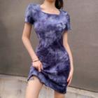 Short-sleeve Tie-dyed A-line Dress