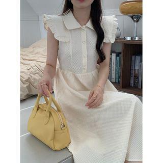 Ruffle Sleeve Collar Midi A-line Dress