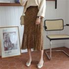 Ruffle-hem Floral Long Chiffon Skirt