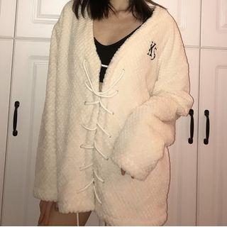 Letter Embroidered Lace-up Jacket