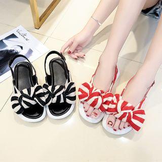 Striped Bow Slingback Sandals