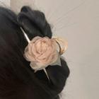 Flower Mesh Alloy Hair Clamp 1pc - 2806a - Gold & Pink - One Size