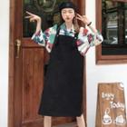 3/4-sleeve Floral Shirt / Midi Jumper Dress