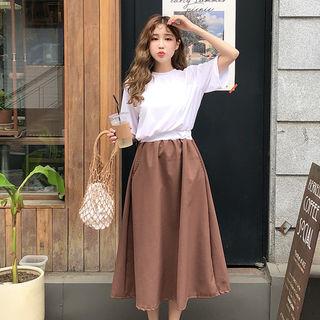 Band-waist Color-block Dress
