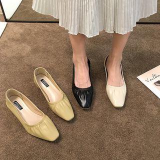 Block Heel Square Toe Flats