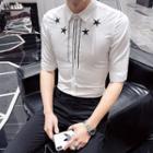 Elbow-sleeve Embroidered Star Shirt