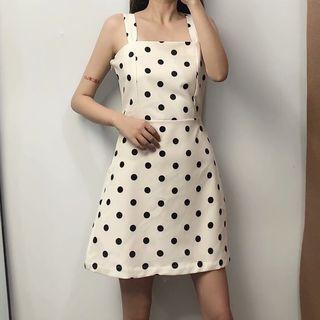 Sleeveless Dot Printed A-line Dress