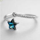 925 Sterling Silver Rhinestone Star Open Ring As Shown In Figure - One Size