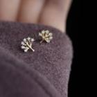 Rhinestone Tree Earring 1 Pair - Gold - One Size