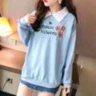 Floral Embroidered Collared Pullover