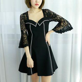 Petite Size - Collared Lace Minidress
