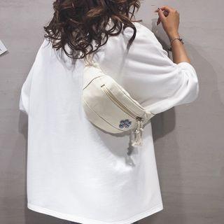 Floral Brooch Canvas Sling Bag