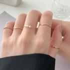 Set: Faux Pearl / Alloy Ring (assorted Designs) Set Of 5 - R303 - Gold - One Size