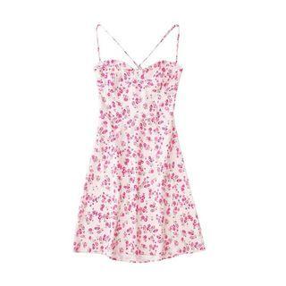 Spaghetti Strap Floral Crisscross Back Mini Sundress