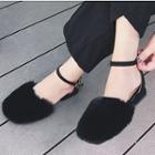 Fluffy Ankle Strap Pumps
