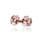 Elegant Fashion Plated Rose Gold Rose Cubic Zirconia Stud Earrings Rose Gold - One Size
