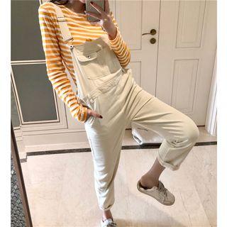 Long-sleeve Striped T-shirt / Straight-cut Jumper Pants