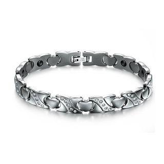 Heart Shaped Stainless Steel Bracelet With White Austrian Element Crystal